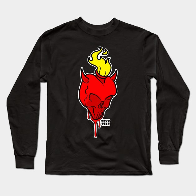 Skull Heart Long Sleeve T-Shirt by ArtMonsterATX